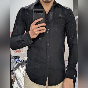 Zara Men's Small slim fit black dress shirt